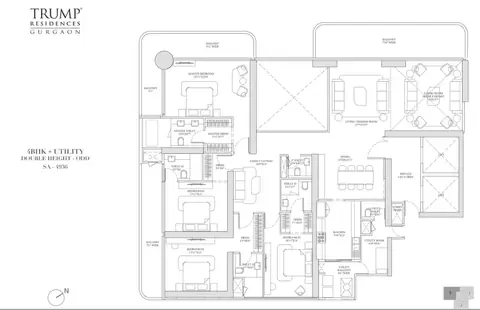 Trump Residences Gurgaon (Trump Tower 2) 4 BHK floor plan, 4,936 sq ft super area