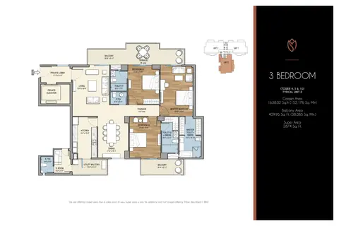 Tulip Monsella 3 BHK floor plan, 2874 sq ft