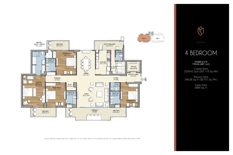 Tulip Monsella 4 BHK floor plan, 3684 sq ft
