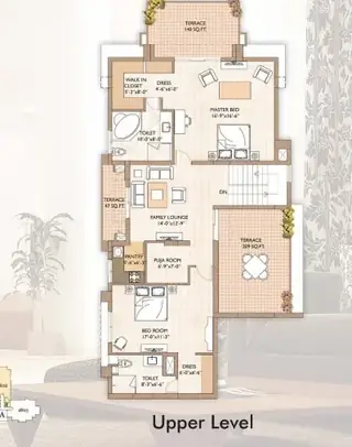 Vipul Greens Penthouse Set 1 floor plan, upper floor, 3,475 sq ft