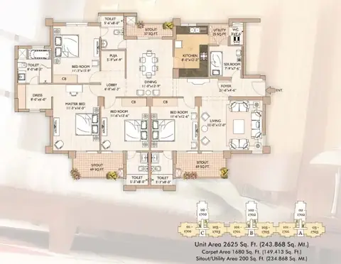 Vipul Greens 4 BHK floor plan, 4,625 sq ft