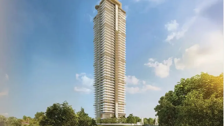 Whiteland The Aspen Iconic Towers full tower elevation by day, artist's impression