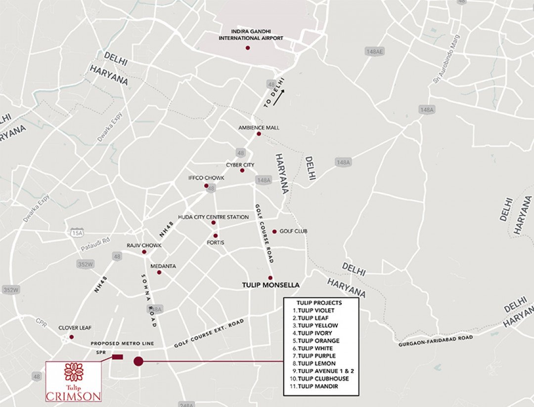  4 BHK for sale in Tulip Crimson Sector-70,Gurgaon Location Map